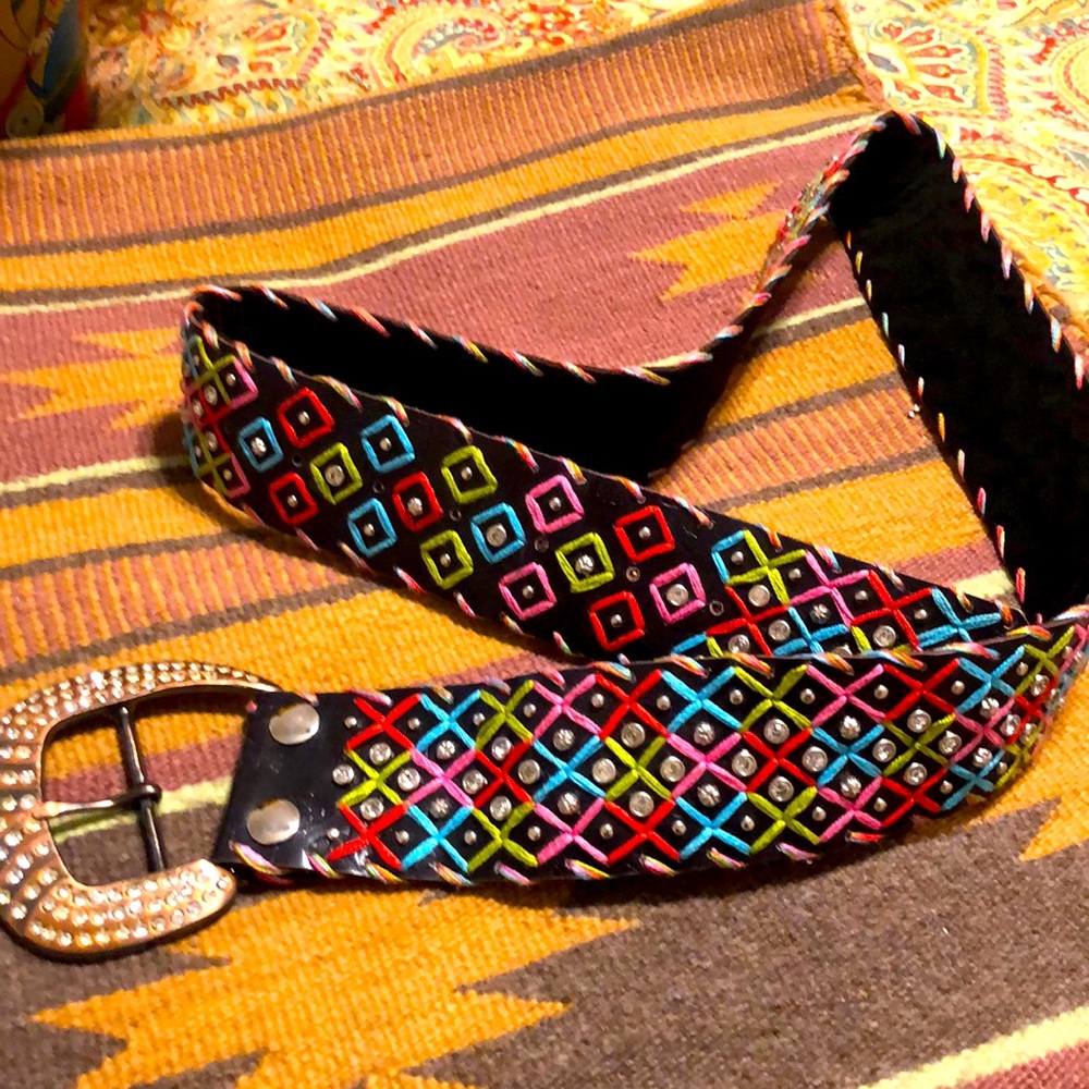 Hand stitched leather belt